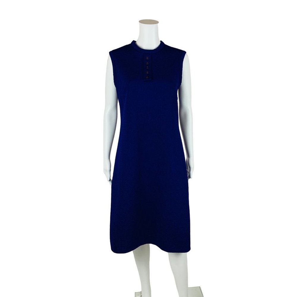 Vintage 1960s Purple Textured Dress Polyester Mod Shift | B 37"